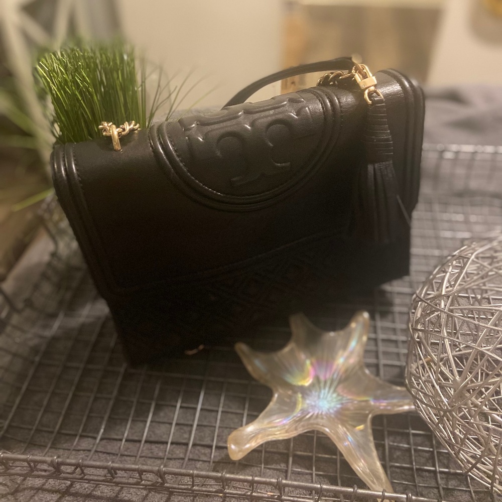 Tory Burch black Fleming convertible shoulder/crossbody bag